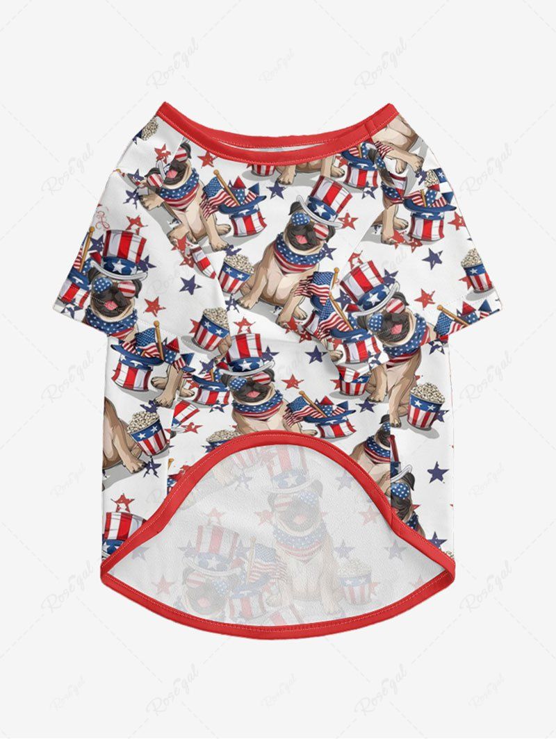 Pet's Patriotic American Flag Dog Hat Printed T-shirt