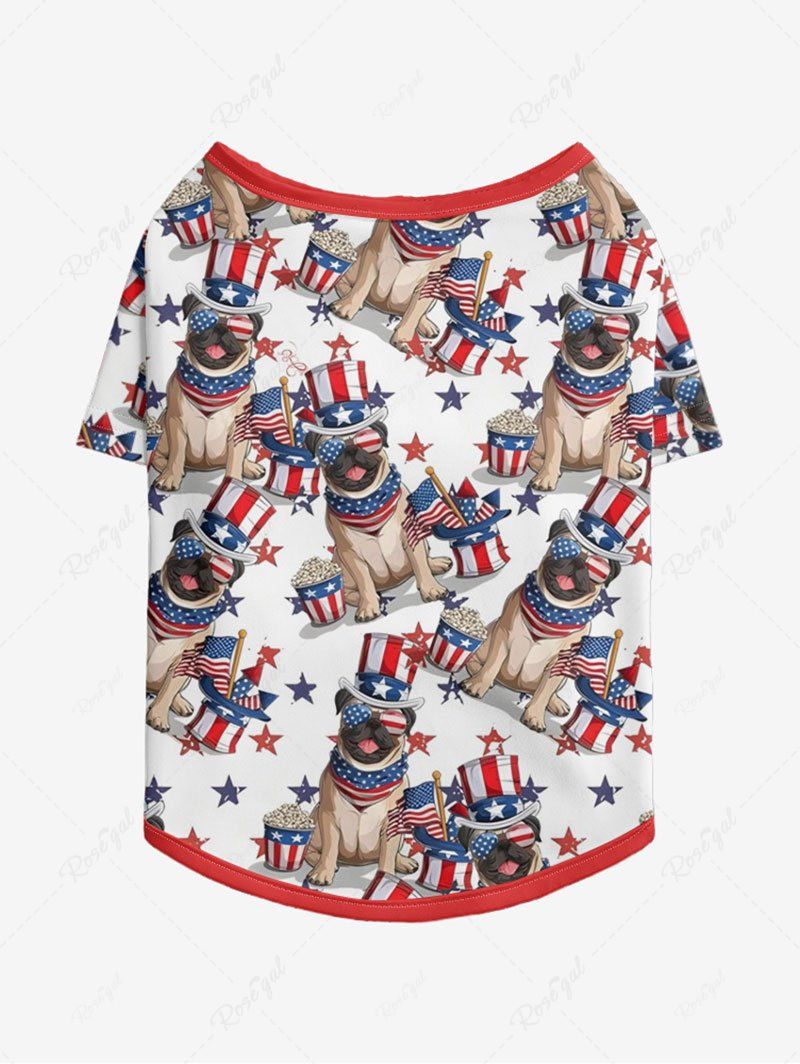 Pet's Patriotic American Flag Dog Hat Printed T-shirt
