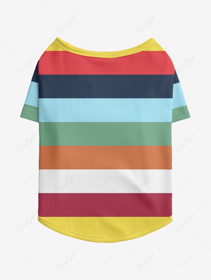 Pet's Rainbow Striped Printed T-shirt
