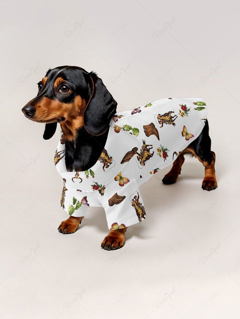 Horse Boots Cactus Flowers Butterfly Print Shirts Dog and Owner Matching Outfits