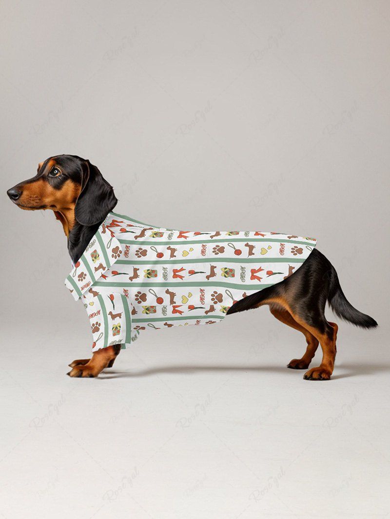 Pet's Stripes Dog Heart Bowknot Printed Shirt