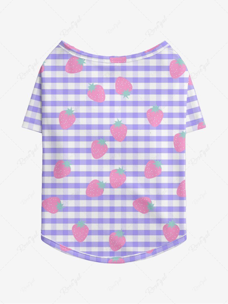Pet's Strawberry Plaid Printed T-shirt