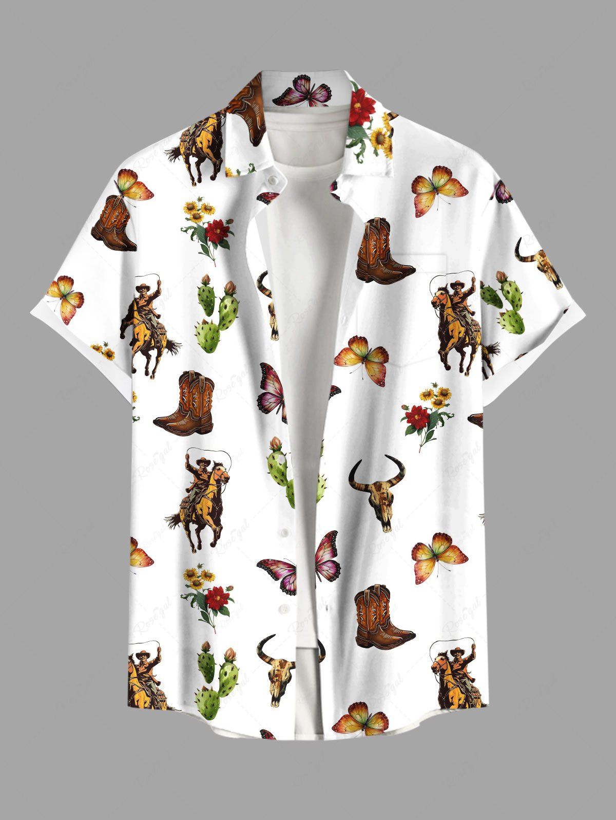 Horse Boots Cactus Flowers Butterfly Print Shirts Dog and Owner Matching Outfits