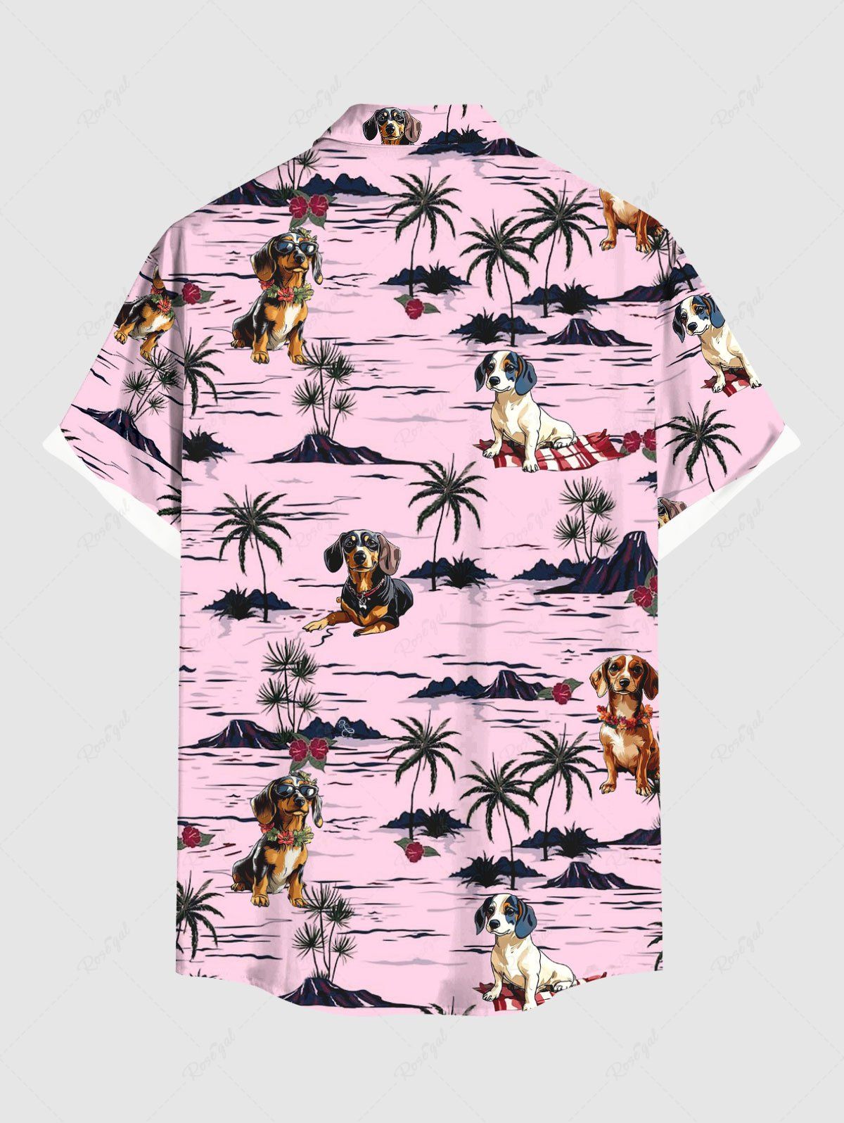 Coconut Tree Puppy Print Shirt Dog And Owner Matching Outfits