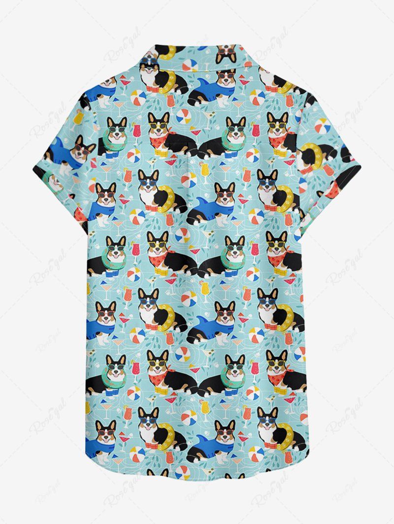 Cute Puppy Swimming Ring Ball Print Hawaii Shirt Dog And Owner Matching Outfits