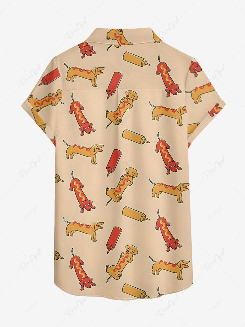Tomato Sauce Hot Dog Printed Button Pocket Women Shirt