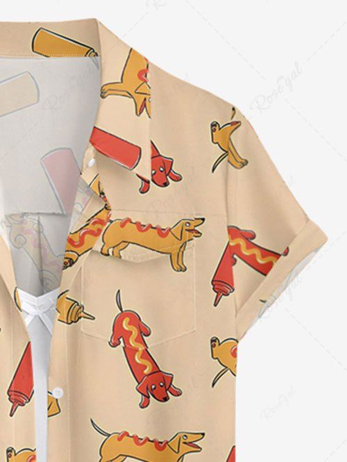 Tomato Sauce Hot Dog Printed Button Pocket Women Shirt