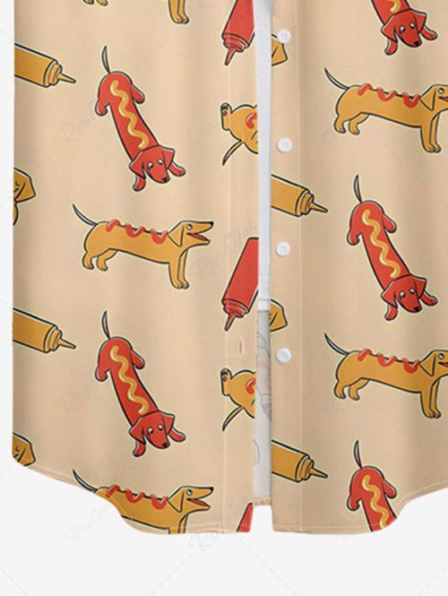 Tomato Sauce Hot Dog Printed Button Pocket Women Shirt