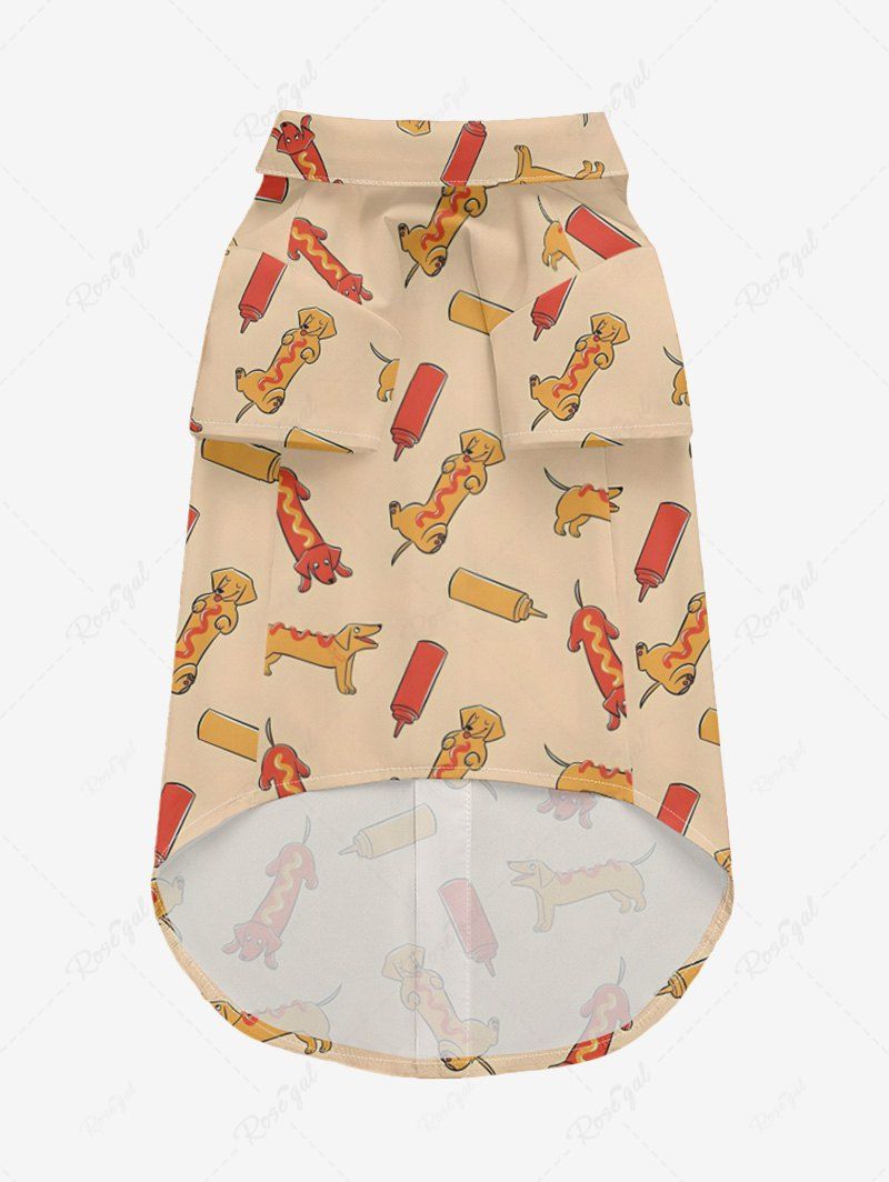 Pet's Hot Dog Tomato Sauce Printed Button Shirt