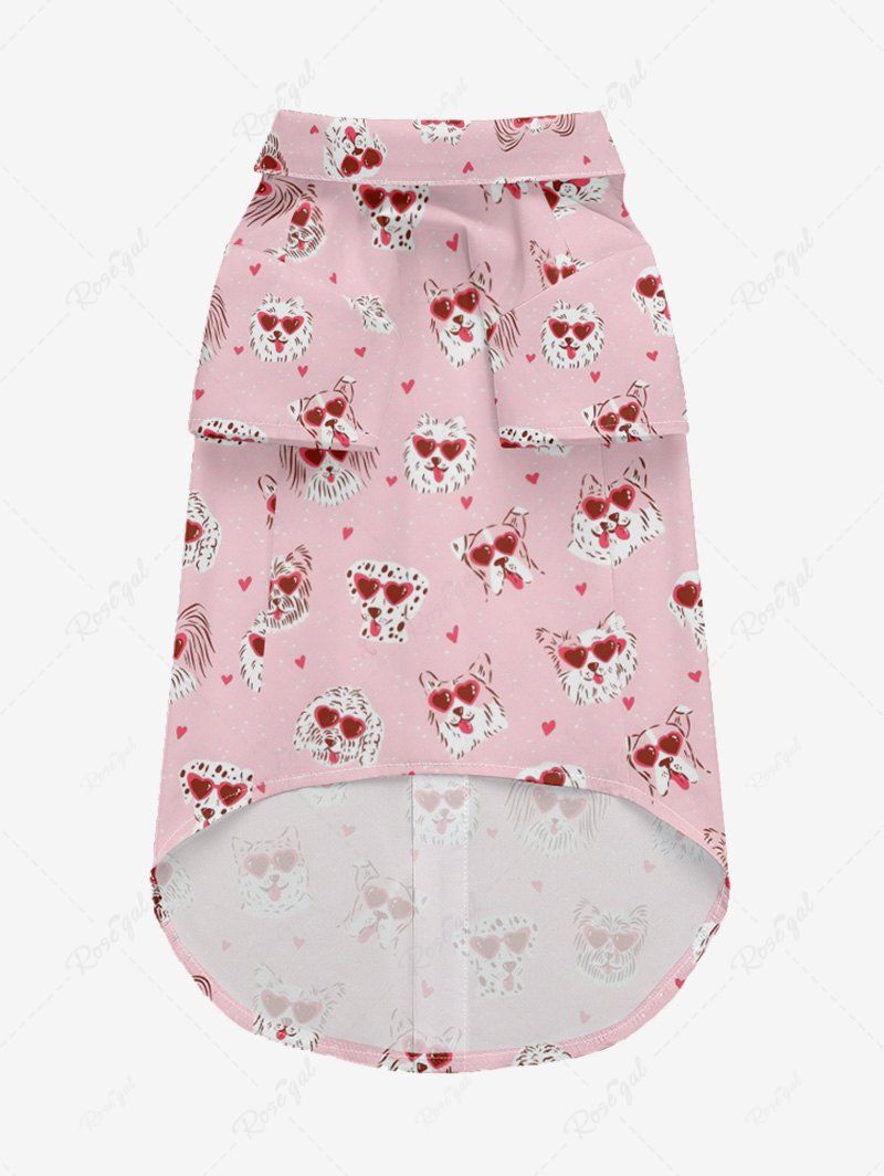 Pet's Cute Dog Heart Sunglasses Printed Button Shirt