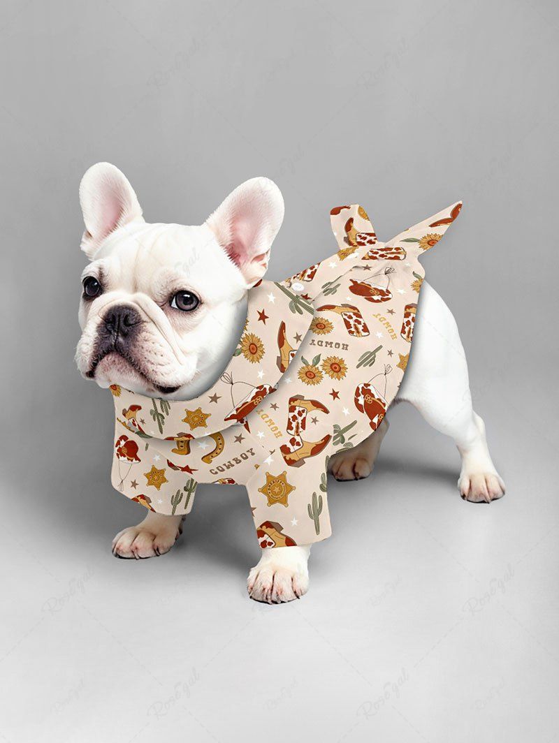 Cactus Hat Boots Floral Letters Print Hawaii Shirt Dog And Owner Matching Outfits