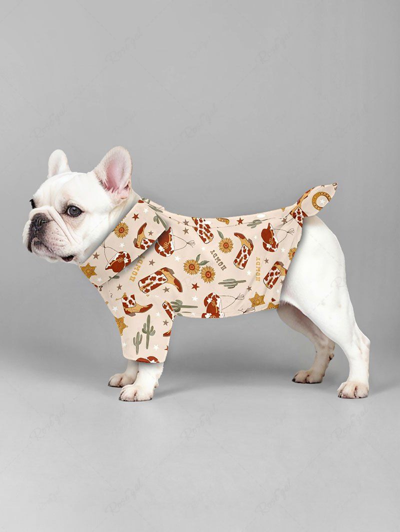 Cactus Hat Boots Floral Letters Print Hawaii Shirt Dog And Owner Matching Outfits