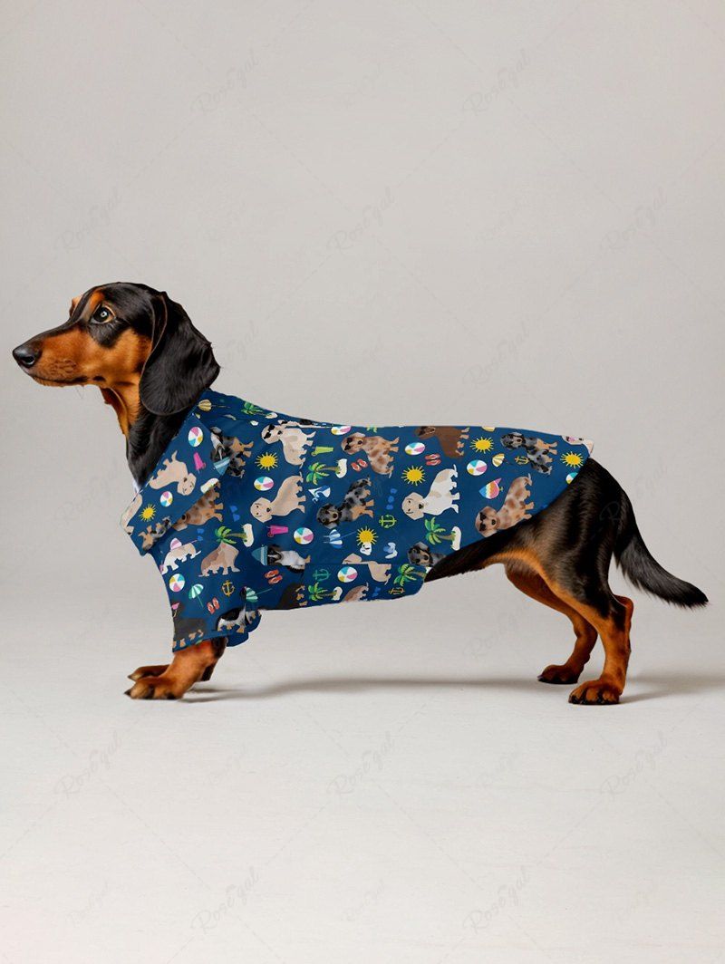 Pet's Coconut Tree Sun Juice Colorful Dog Printed Hawaii Button Shirt