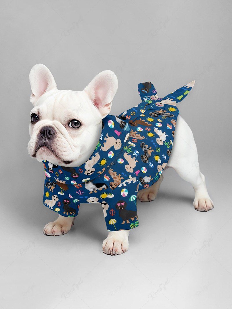 Pet's Coconut Tree Sun Juice Colorful Dog Printed Hawaii Button Shirt