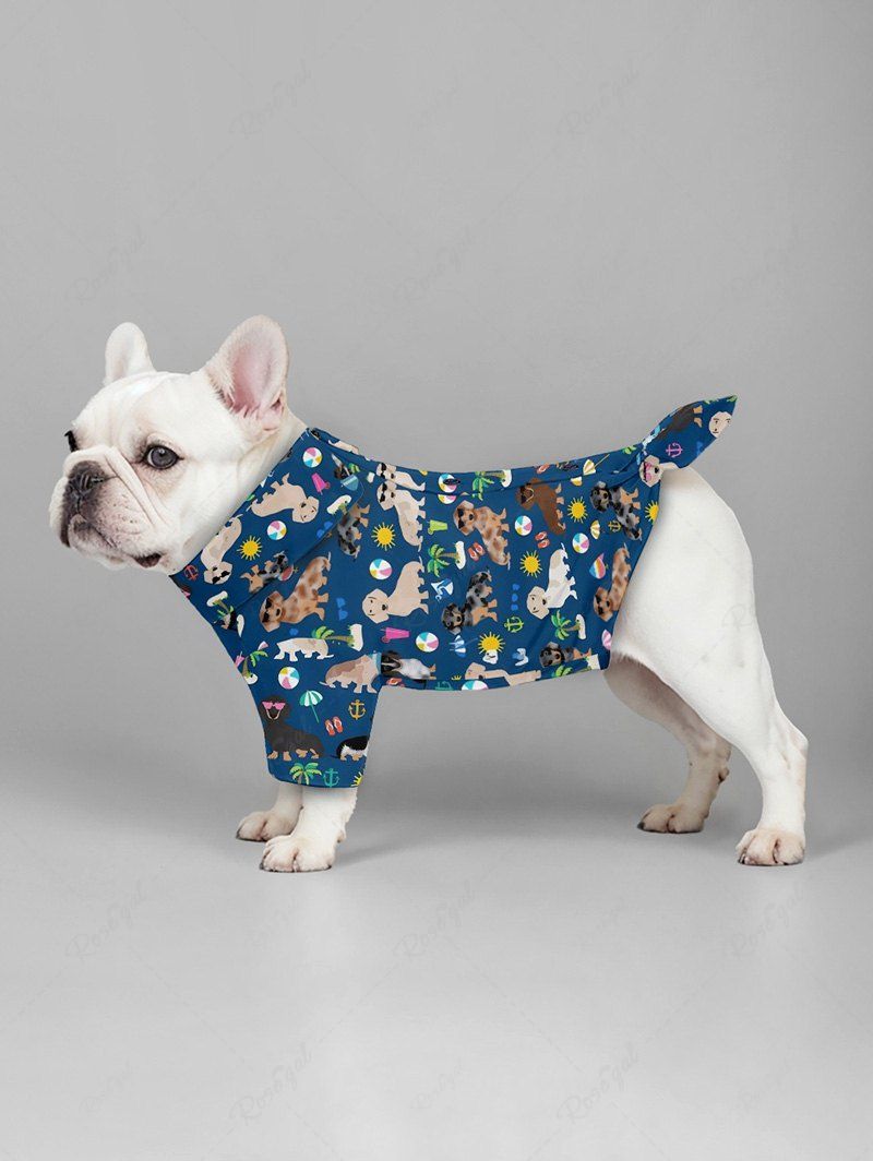 Pet's Coconut Tree Sun Juice Colorful Dog Printed Hawaii Button Shirt