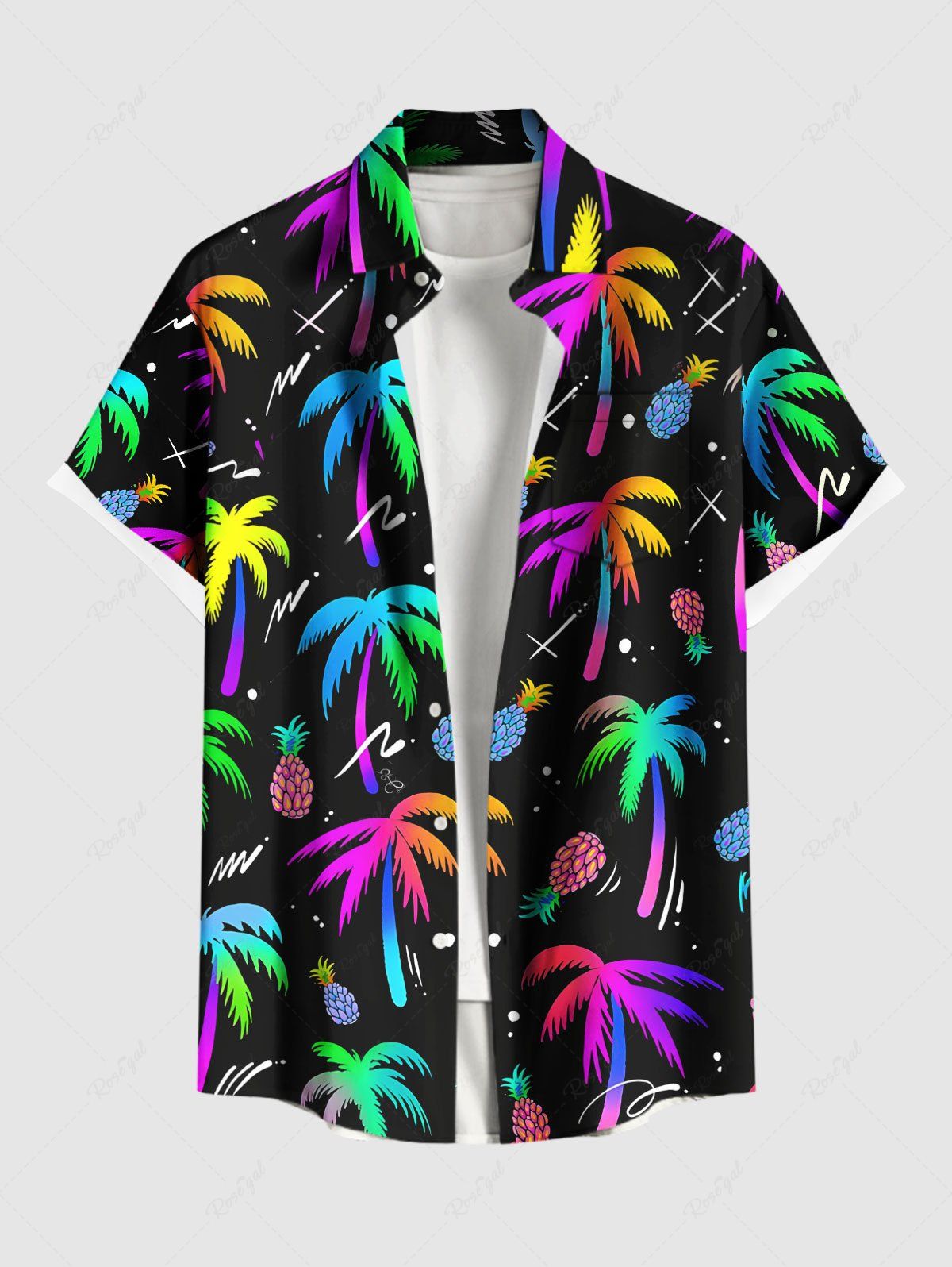 Colorful Coconut Tree Pineapple Print Hawaii Tank Top and Shirt Dog and Owner Matching Outfits