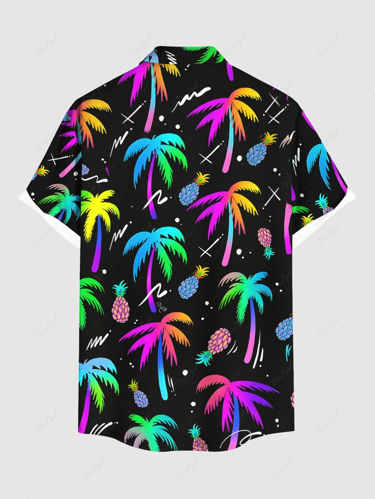 Colorful Coconut Tree Pineapple Print Hawaii Shirts Dog and Owner Matching Outfits