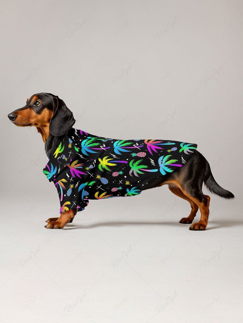 Pet's Colorful Coconut Tree Pineapple Printed Hawaii Shirt
