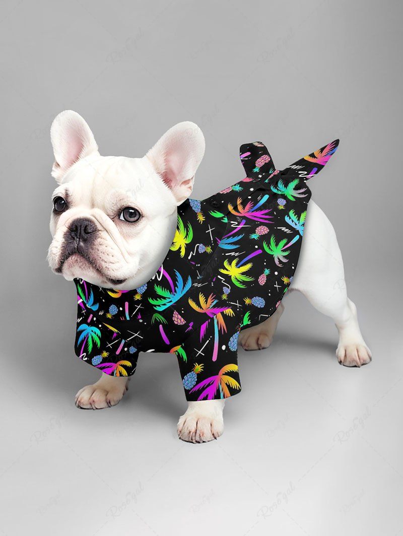 Pet's Colorful Coconut Tree Pineapple Printed Hawaii Shirt