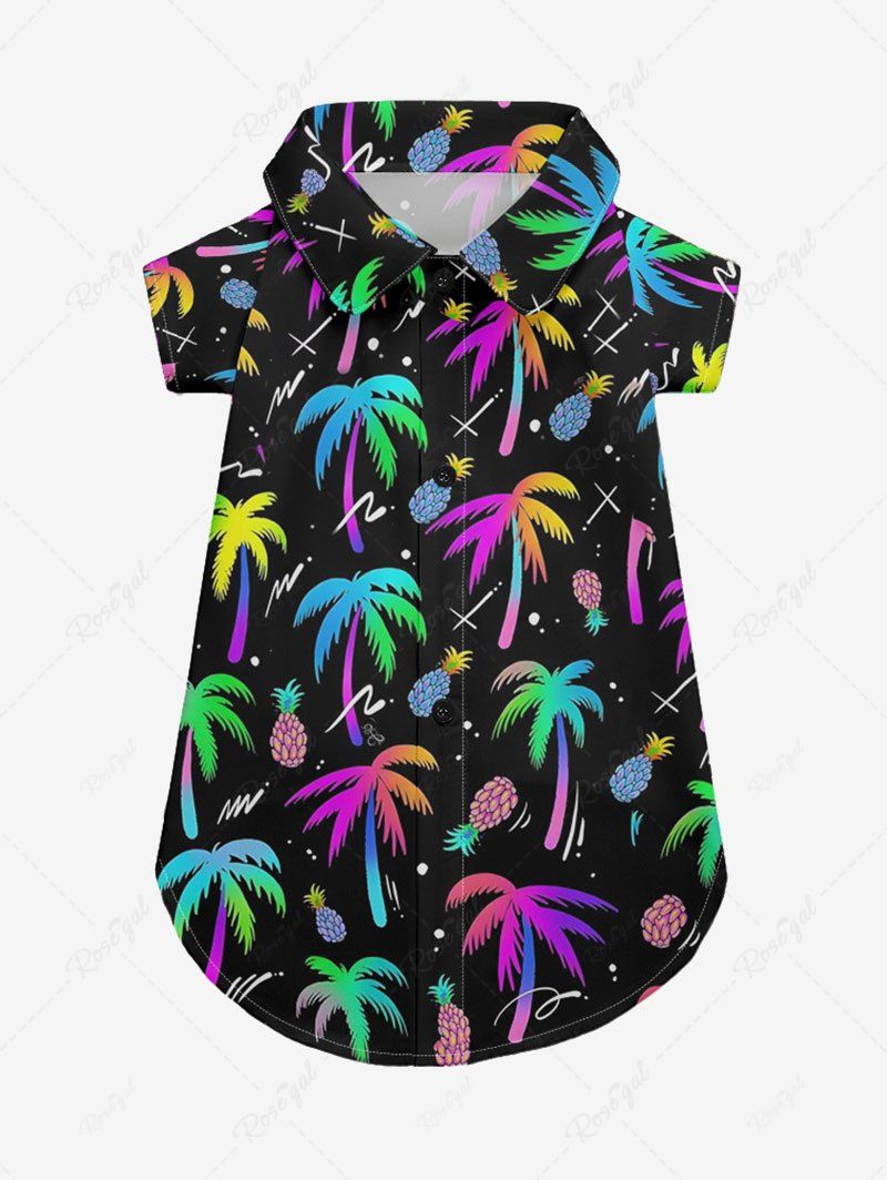 Pet's Colorful Coconut Tree Pineapple Printed Hawaii Shirt