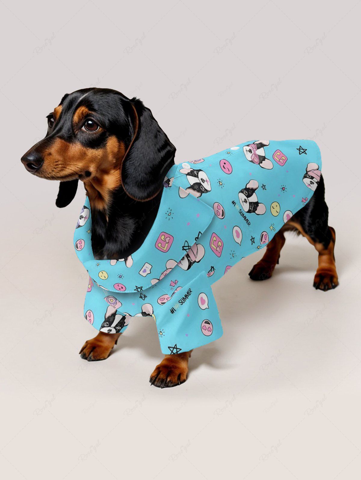 Pet's Smiley Face Cute Dog Star Music Symbol Printed Button Shirt