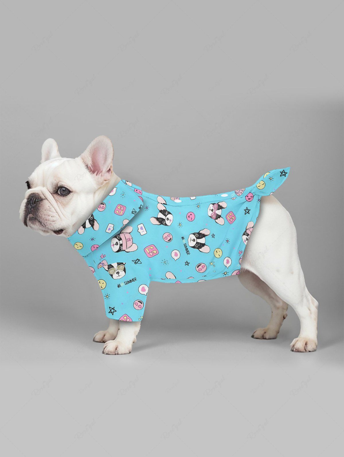 Pet's Smiley Face Cute Dog Star Music Symbol Printed Button Shirt