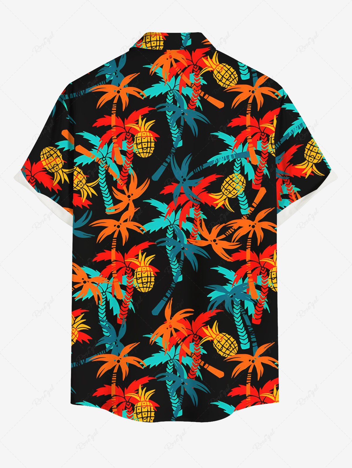 Colorful Coconut Tree Pineapple Print Hawaii Shirt Dog And Owner Matching Outfits