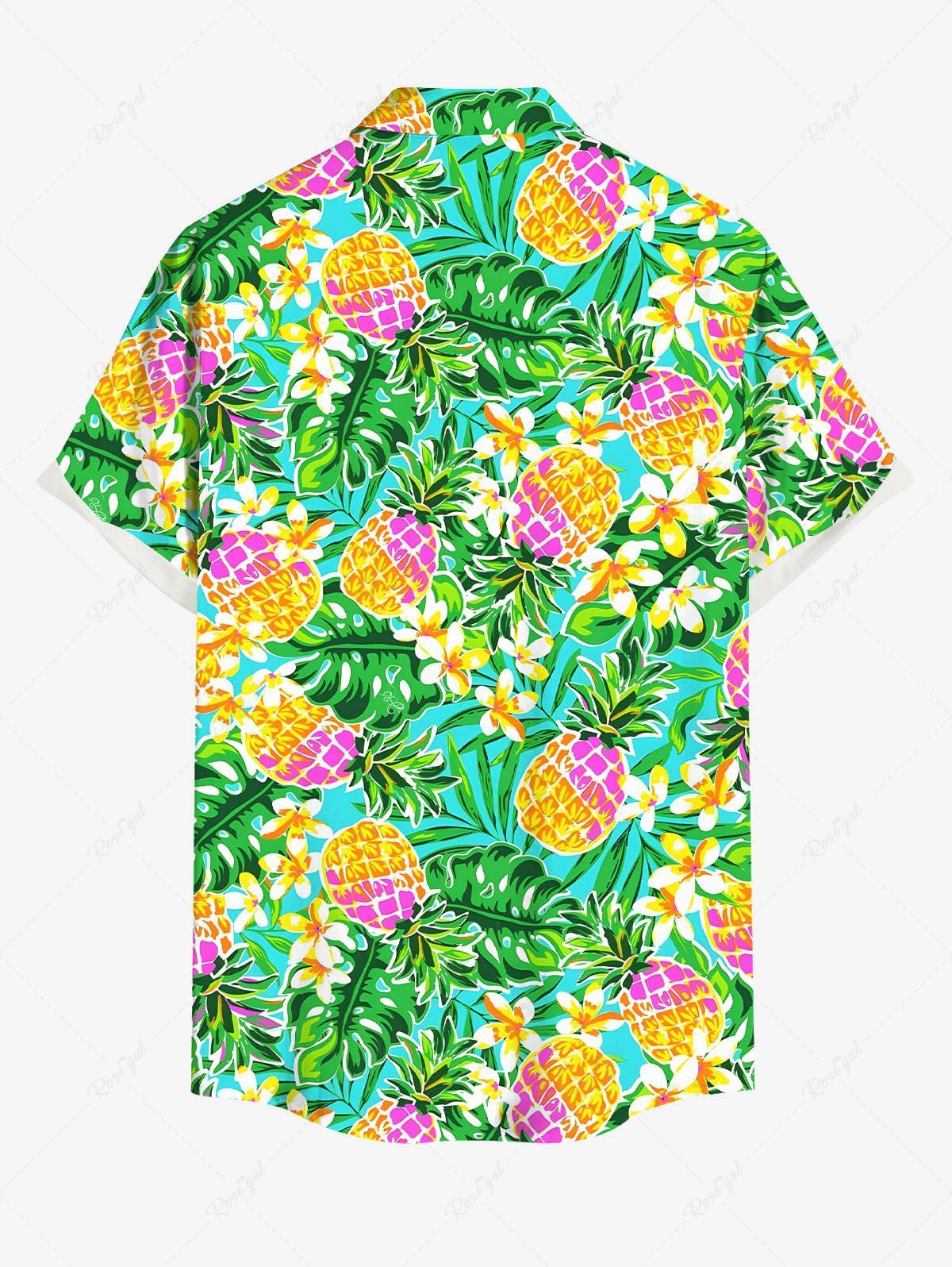 Topical Leaf Flowers Pineapple Print Hawaii Shirt Dog And Owner Matching Outfits