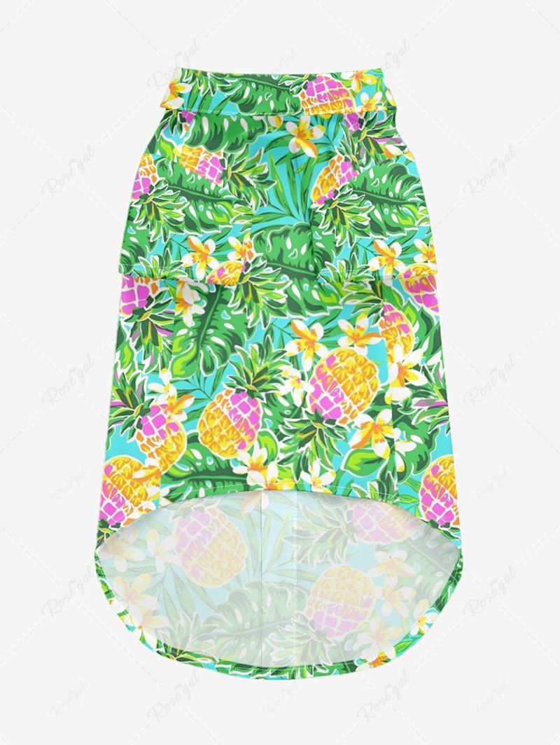 Pet's Topical Leaf Flowers Pineapple Printed Hawaii Shirt