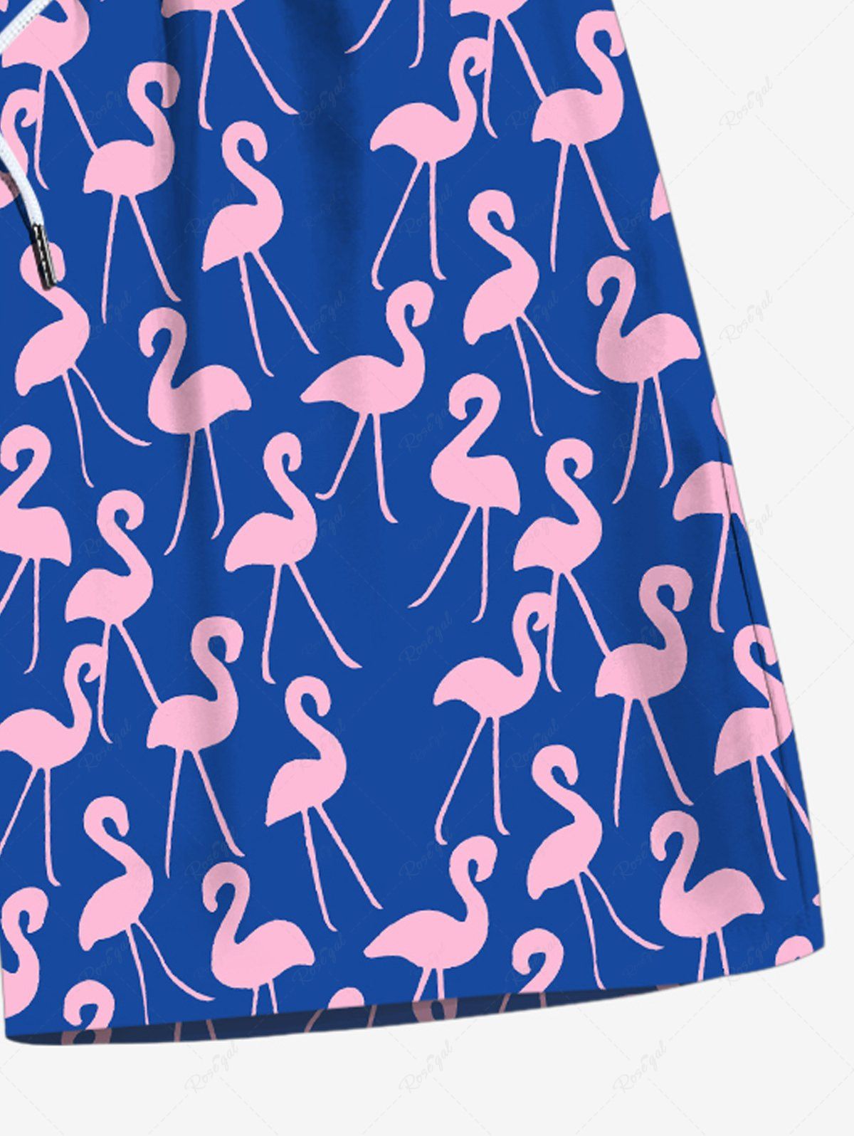 Plus Size Flamingo Printed Hawaii Beach Shorts For Men