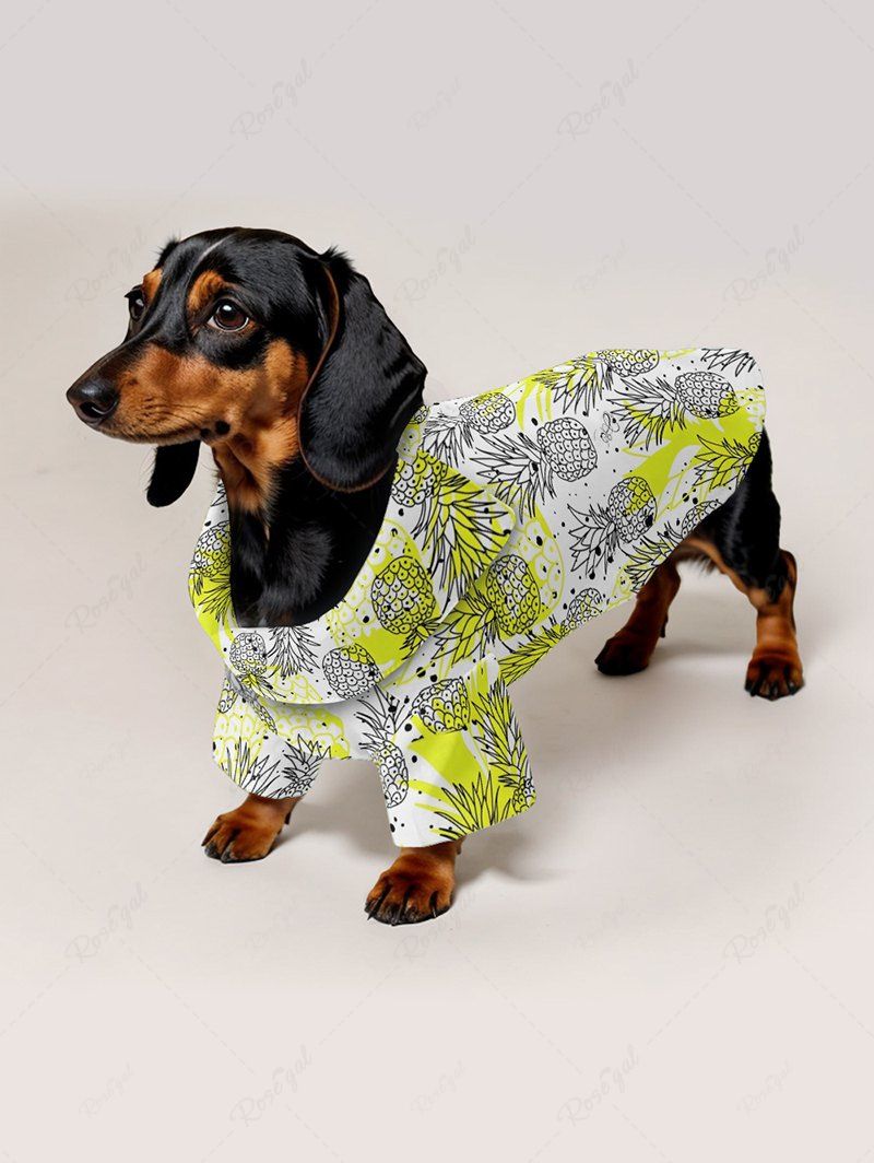 Pet's Pineapple Paint Splatter Printed Hawaii Shirt