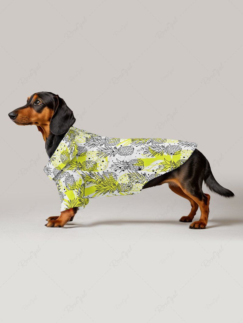 Pet's Pineapple Paint Splatter Printed Hawaii Shirt
