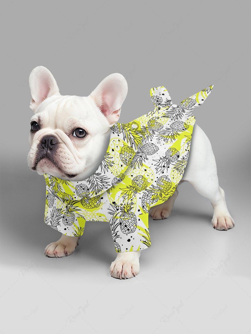 Pet's Pineapple Paint Splatter Printed Hawaii Shirt