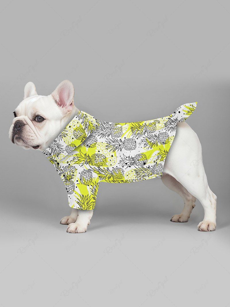 Pet's Pineapple Paint Splatter Printed Hawaii Shirt