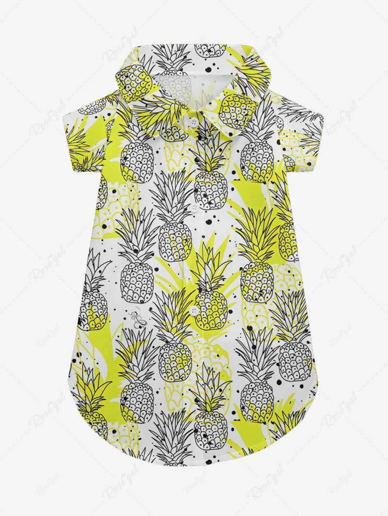 Pet's Pineapple Paint Splatter Printed Hawaii Shirt
