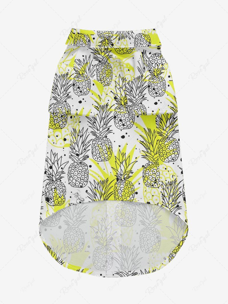 Pet's Pineapple Paint Splatter Printed Hawaii Shirt