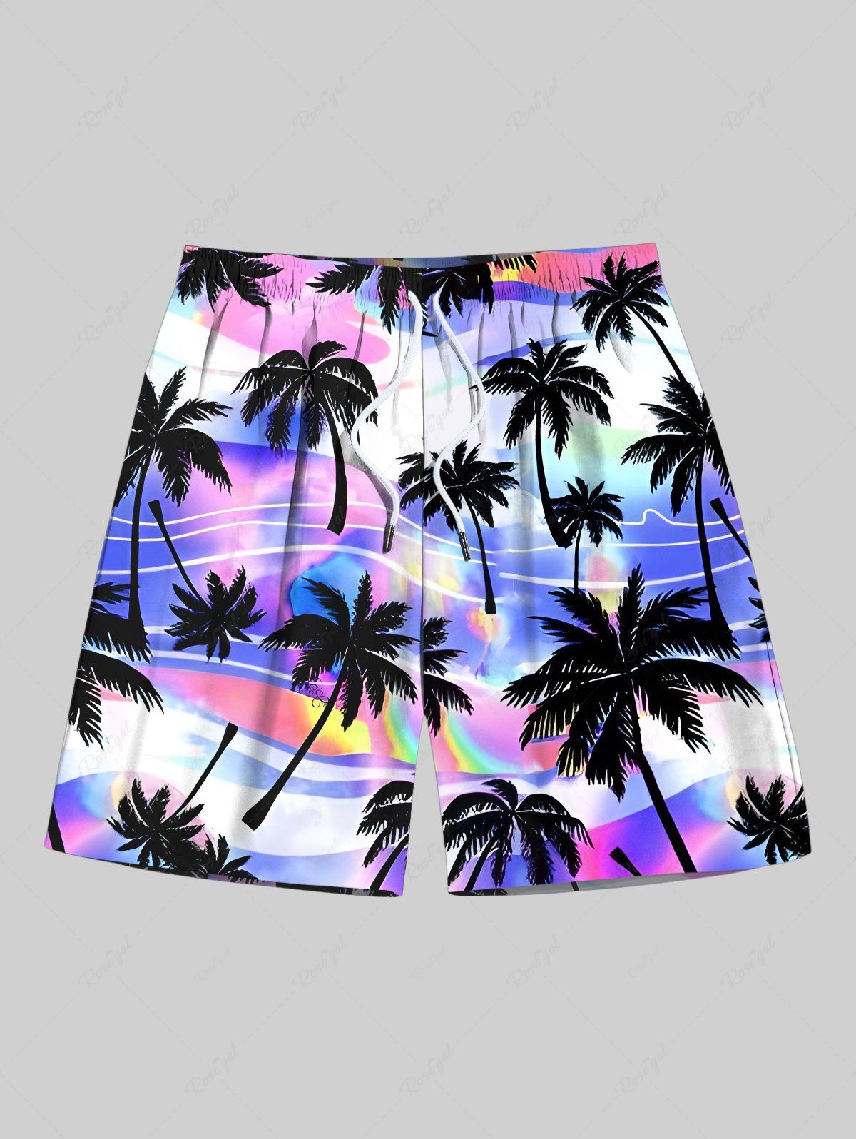 Coconut Tree Ombre Light Wave Curve Printed Hawaii Shorts Shirt Dog And Owner Matching Outfits