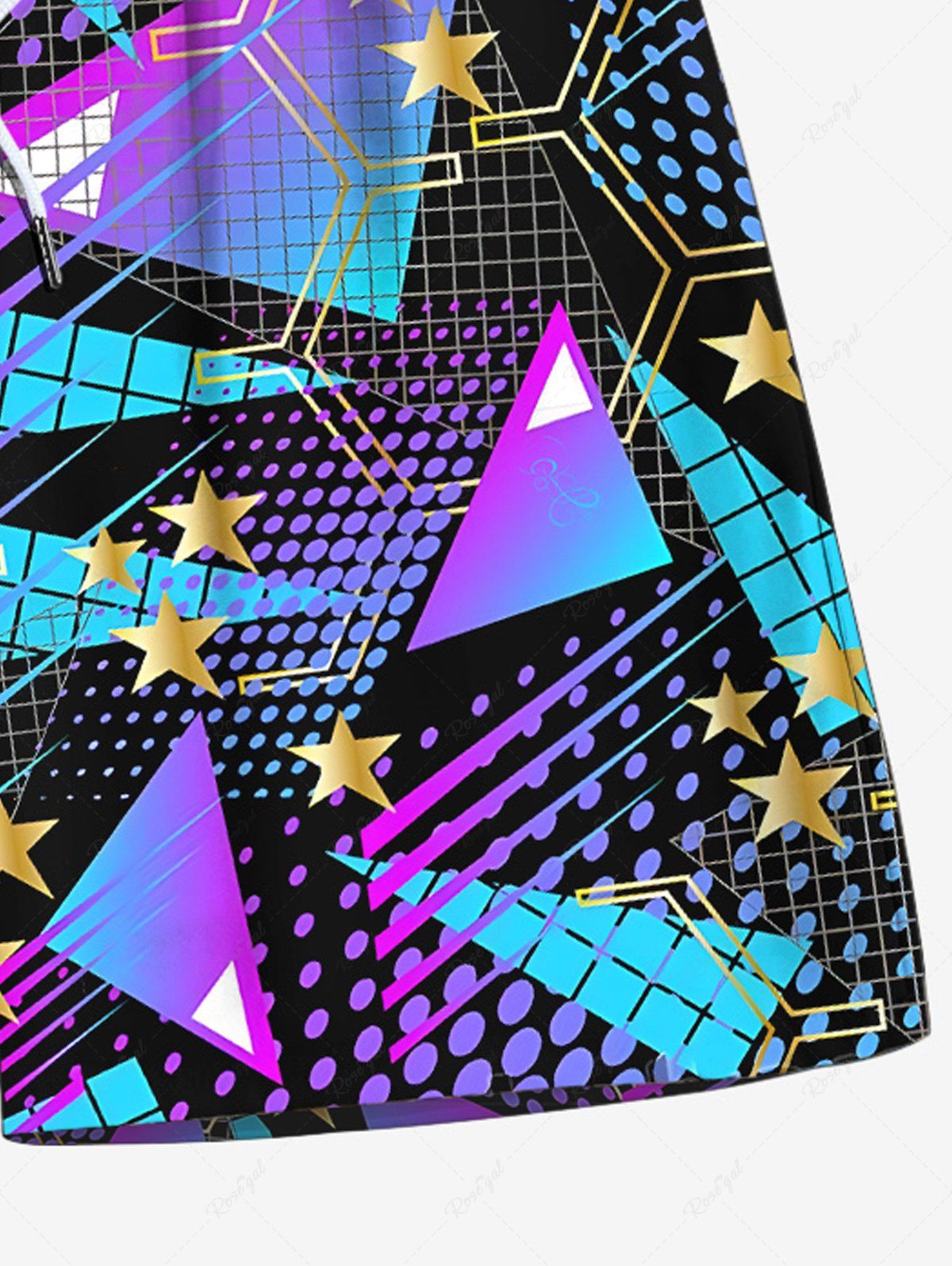 Plus Size Stars Ombre Geometric Graphic Spotted Printed Hawaii Drawstring Beach Shorts For Men