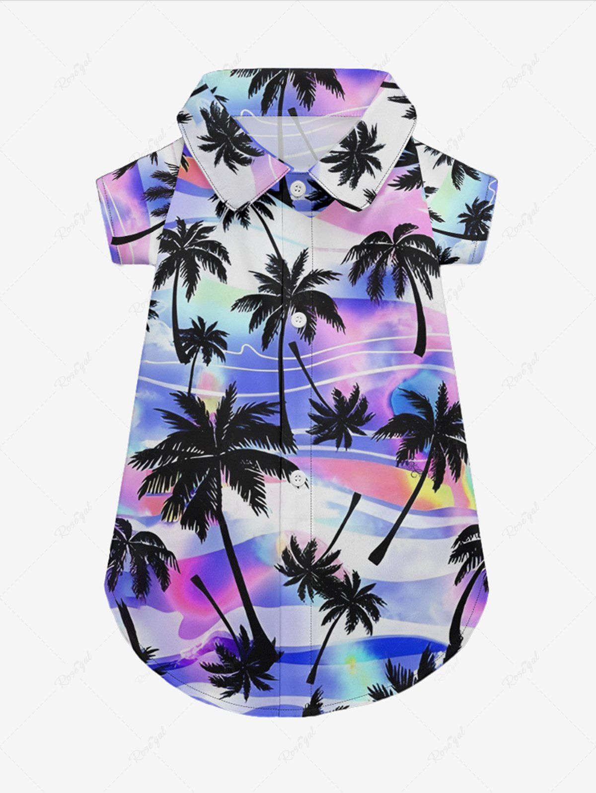Coconut Tree Ombre Light Wave Curve Printed Hawaii Shorts Shirt Dog And Owner Matching Outfits