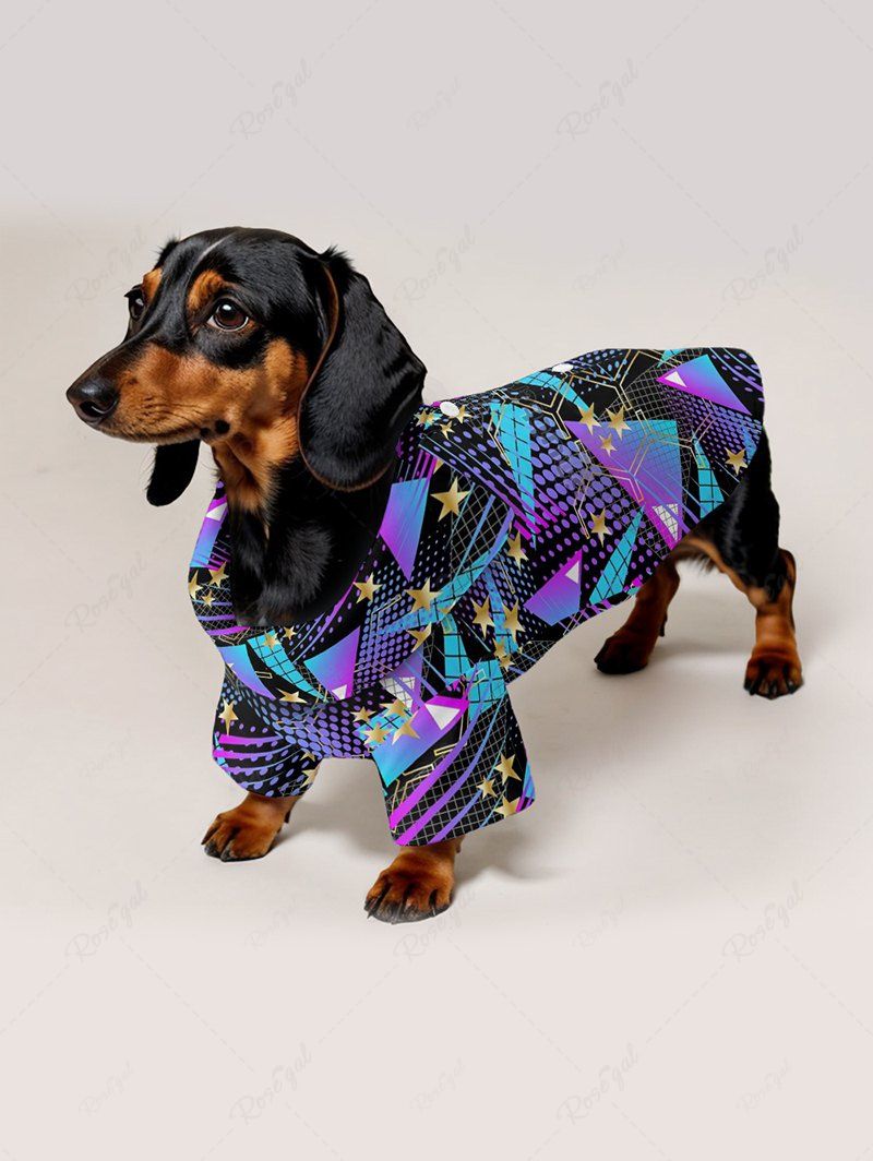Stars Ombre Geometric Graphic Spotted Print Hawaii Shorts Shirt Dog And Owner Matching Outfits