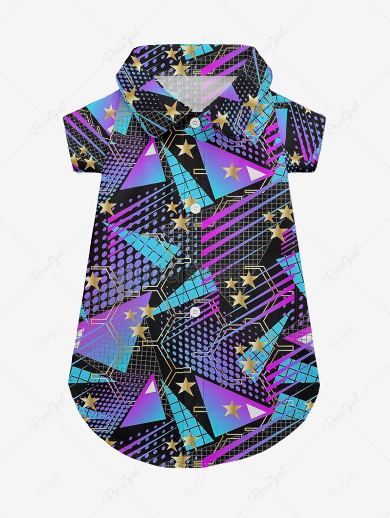 Stars Ombre Geometric Graphic Spotted Print Hawaii Shorts Shirt Dog And Owner Matching Outfits