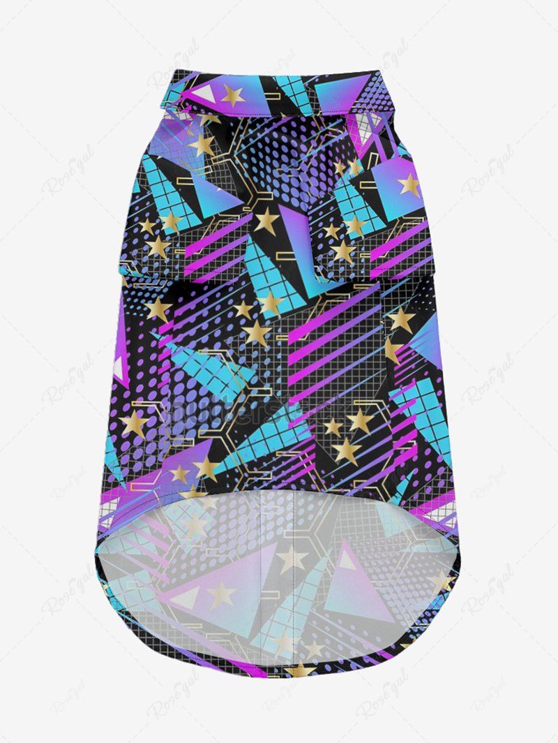 Pet's Stars Ombre Geometric Graphic Spotted Printed Hawaii Button Shirt