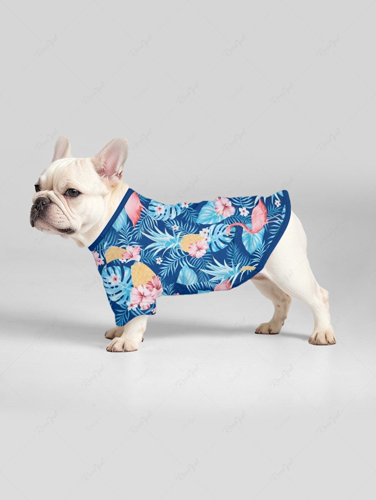 Pet's Flamingo Tropical Leaf Hbiscus Flower Printed Hawaii T-shirt