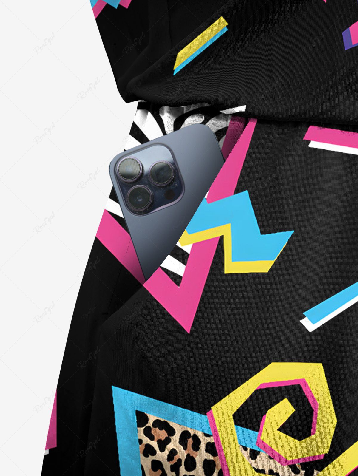 Plus Size Triangle Leopard Plaid 80s Retro Printed Romper