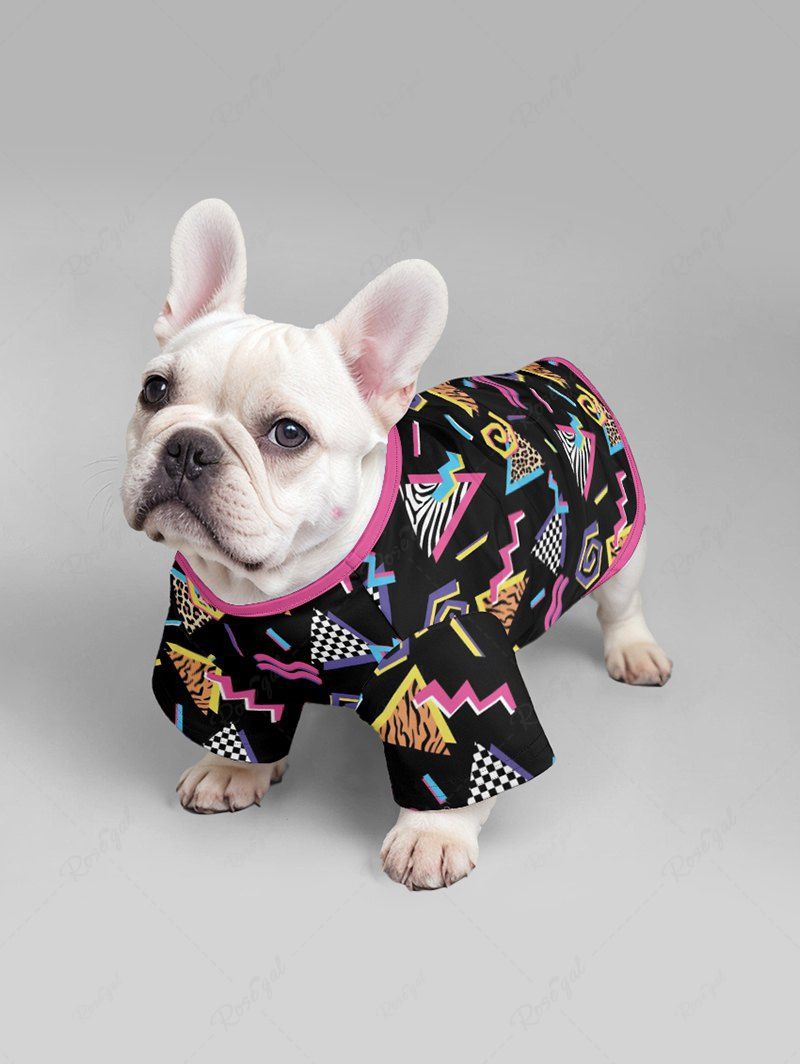 Pet's Triangle Leopard Plaid 80s Retro Printed T-shirt