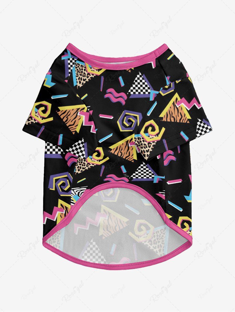 Pet's Triangle Leopard Plaid 80s Retro Printed T-shirt