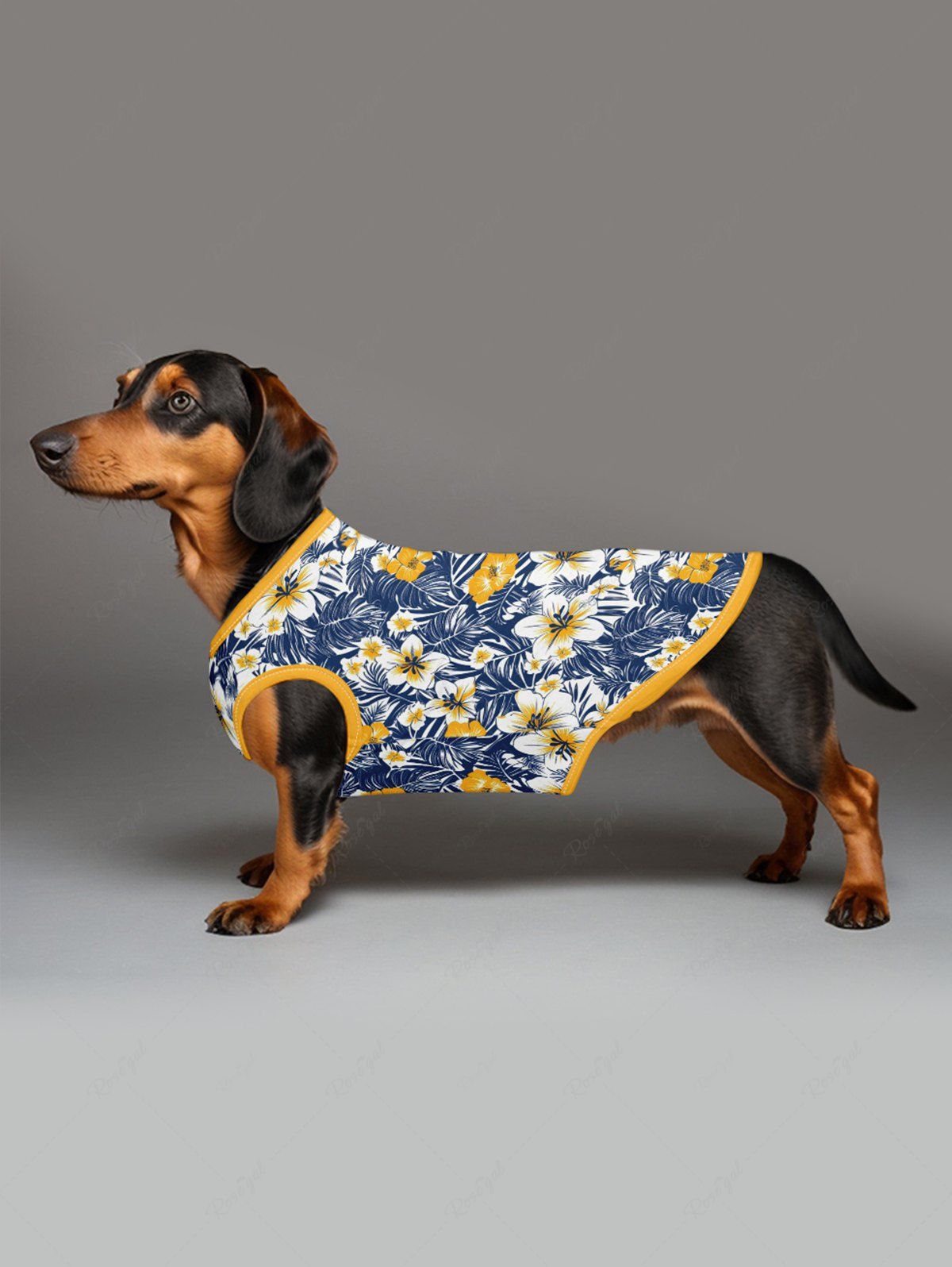 Pet's Tropical Leaves Hibiscus Floral Printed Hawaii Tank Top