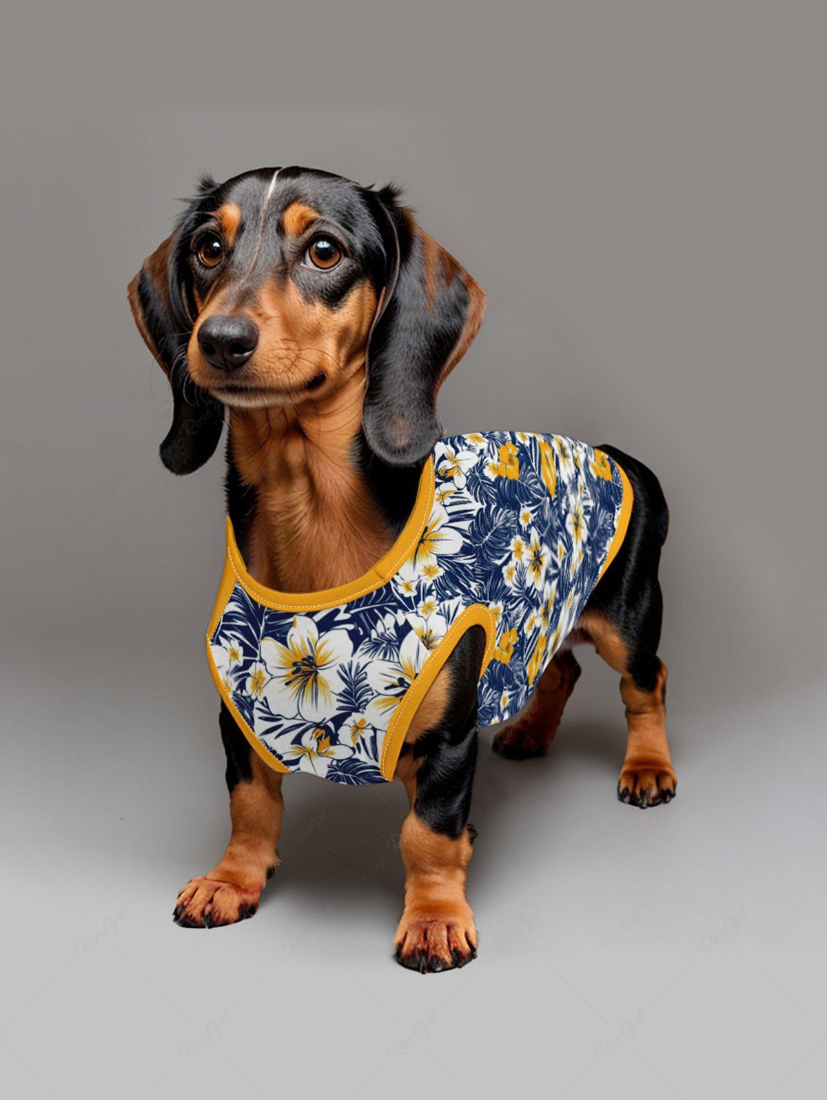 Pet's Tropical Leaves Hibiscus Floral Printed Hawaii Tank Top