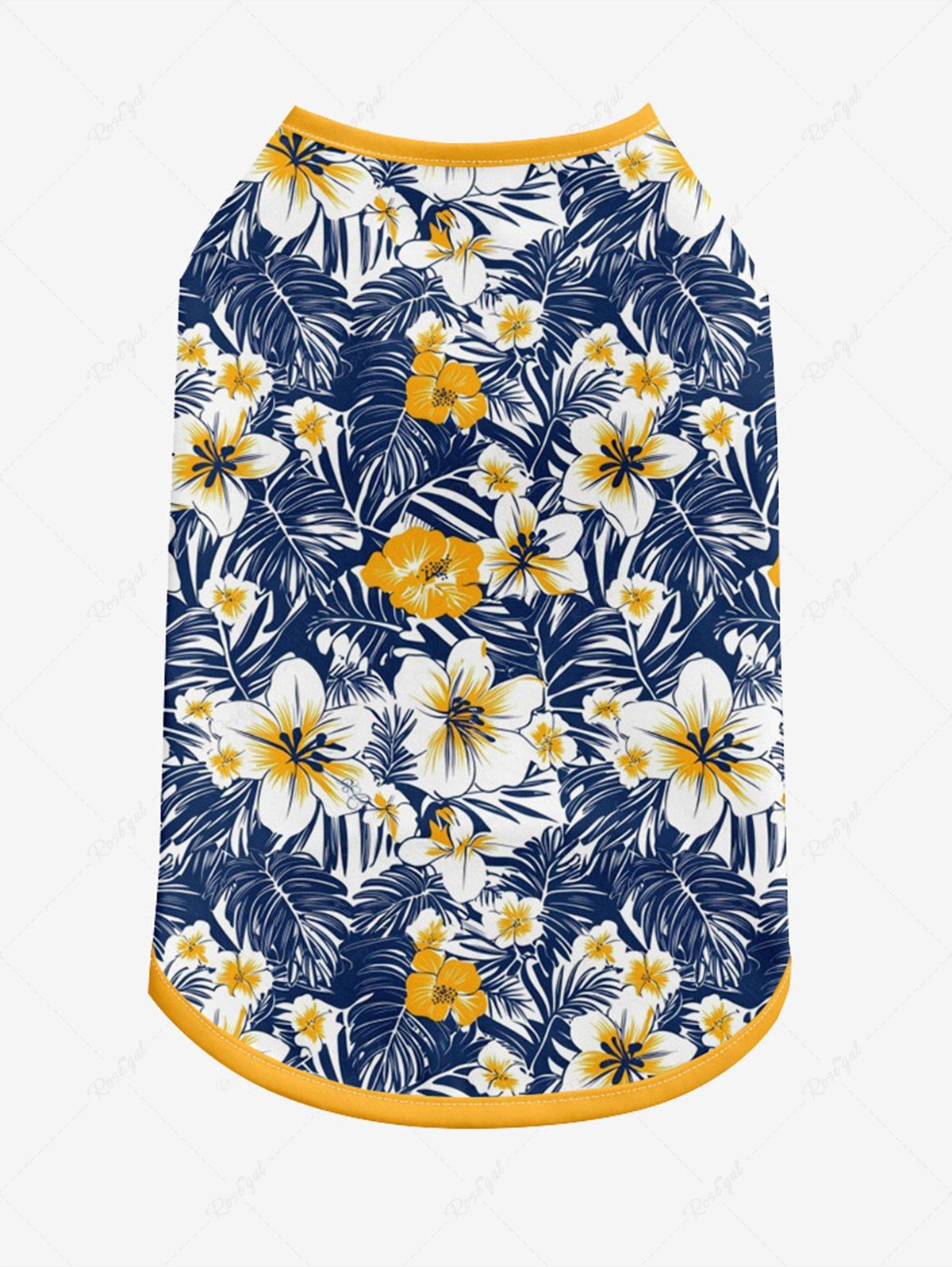 Pet's Tropical Leaves Hibiscus Floral Printed Hawaii Tank Top