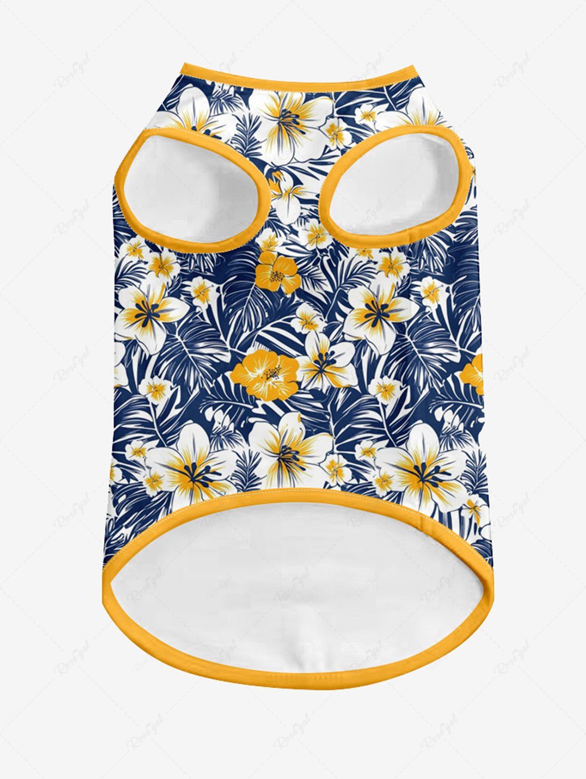 Pet's Tropical Leaves Hibiscus Floral Printed Hawaii Tank Top